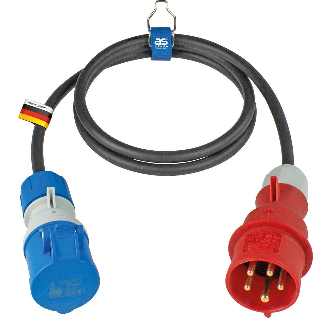as-Schwabe Camping CEE-Adapterleitung 1.5m 5-polig & CEE-Kupplung 3-polig IP44