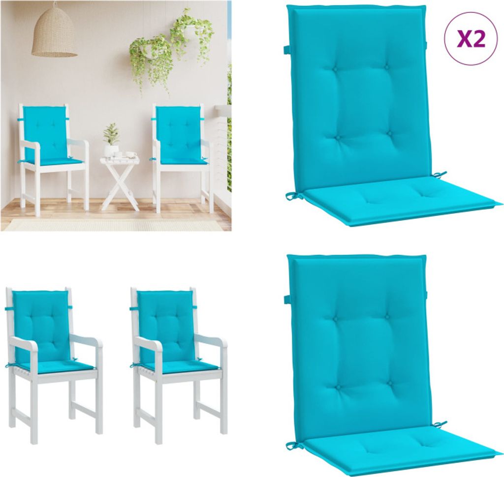 vidaXL Niedriglehner Auflagen 2 Stk. Türkis Stoff - Gartenstuhlauflage Für Niedriglehner - Gartenstuhlauflagen Für Niedriglehner - Niedriglehner...