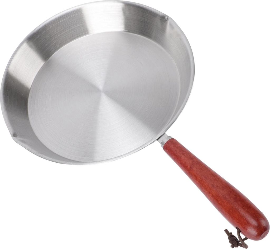 304 Edelstahl Mini-Ei-Bratpfanne Kleine Omelettpfanne mit Ausgießer Holzgriff zum Kochen von Frühstückspfannkuchen