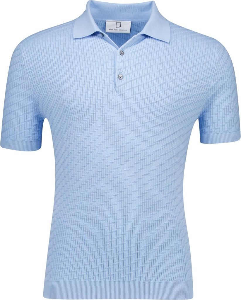 Geboren mit Appetit Polo hellblau Simon gestrickt einfarbig