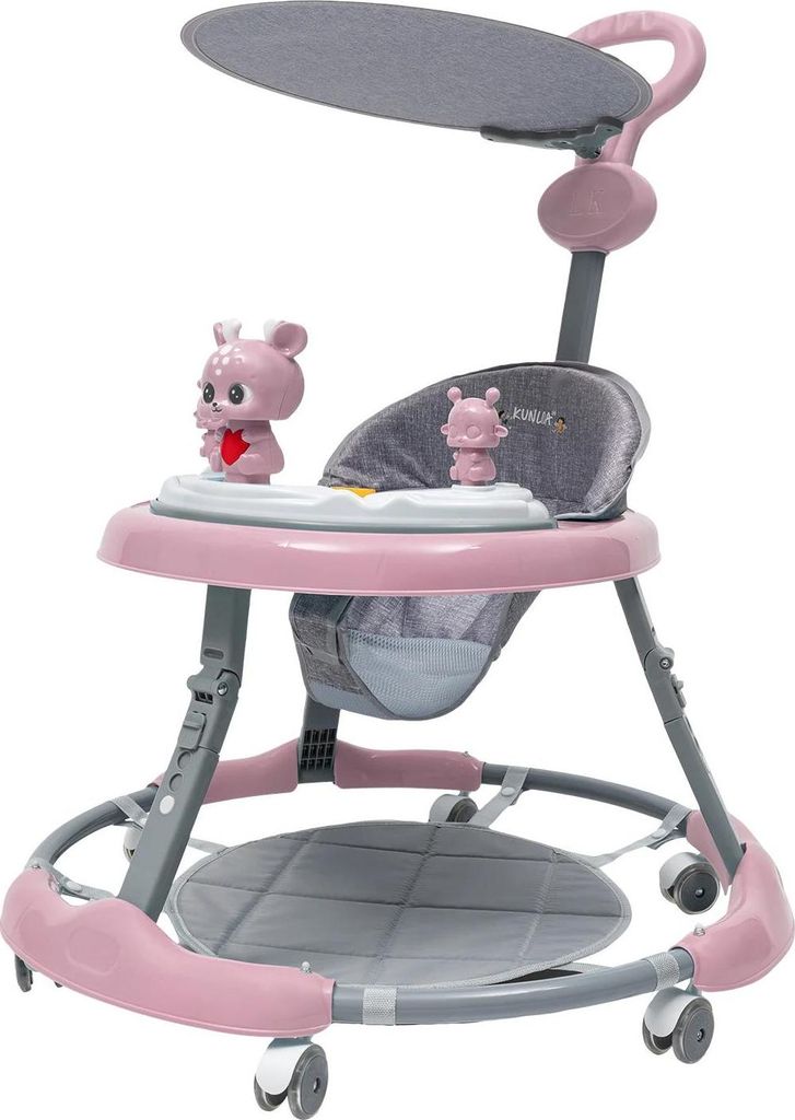 Baby Lauflernhilfe - Höhenverstellbar 7 Stufen - Musik & Licht Spieltablett - Abnehmbare Essschale - Batterien 2x AA (nicht enthalten) - Alter 6...