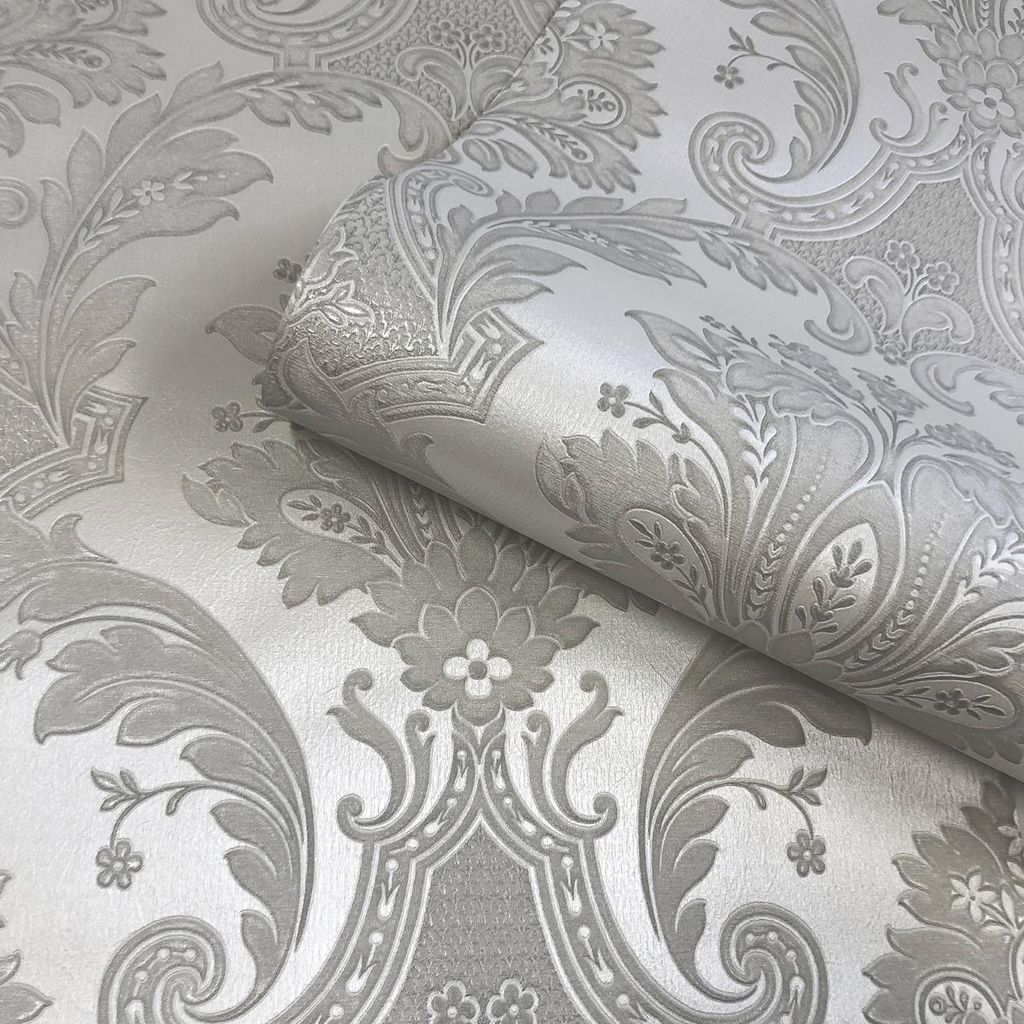 Belgravia - Strukturtapete "Amara", Damast AG819 (10 m x 53 cm) (Silber)