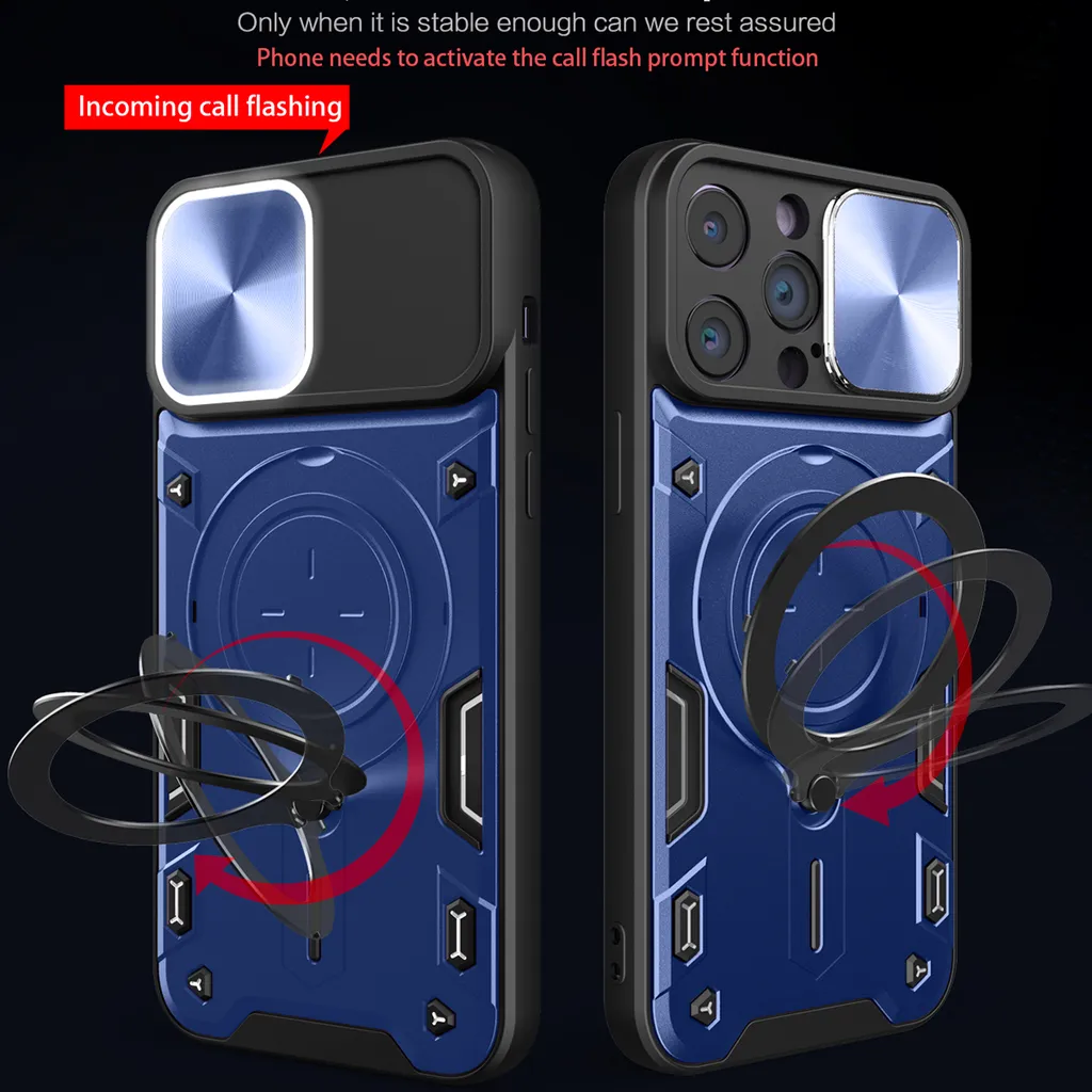 Offerta Custodia iPhone 13 Pro: Protezione Totale Blu con Anello - 2