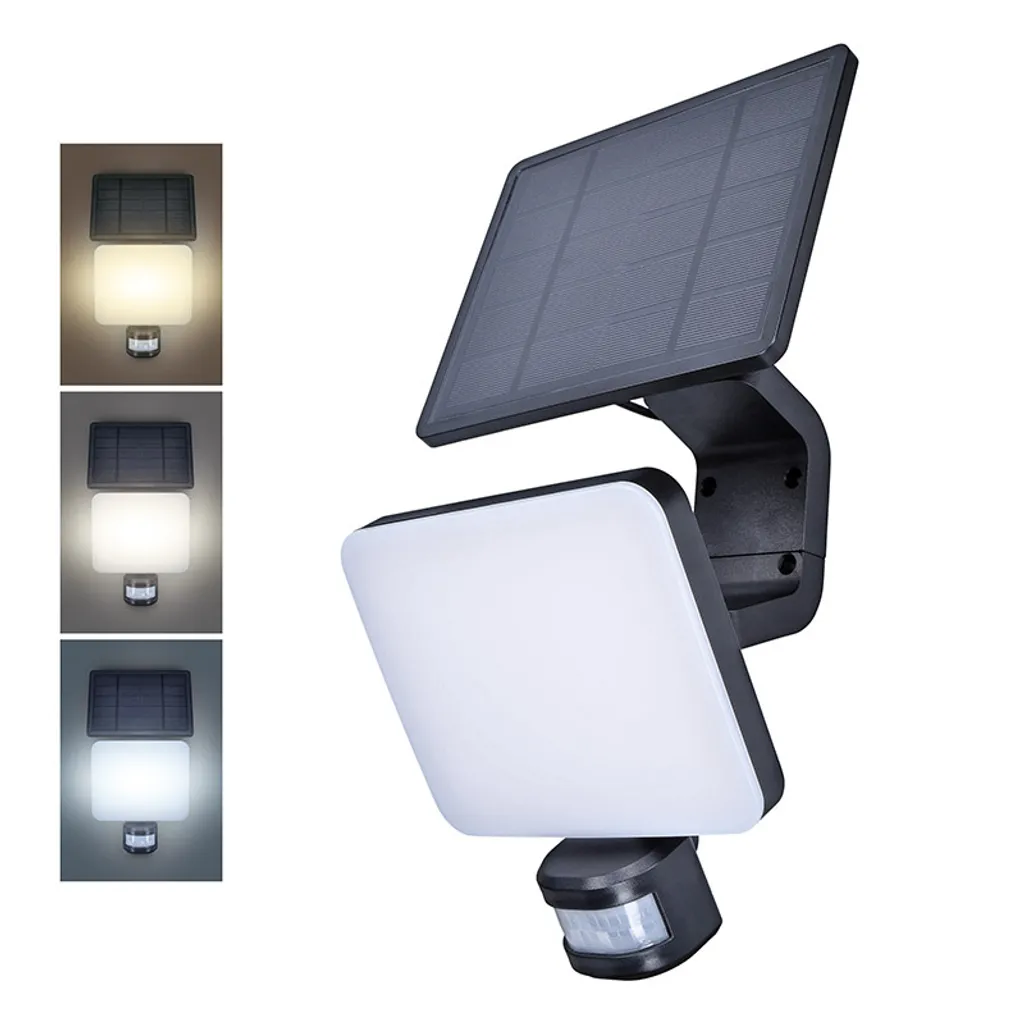 Solight Luce Solare LED 11W 1200lm con Sensore - Faro Esterno Nero
