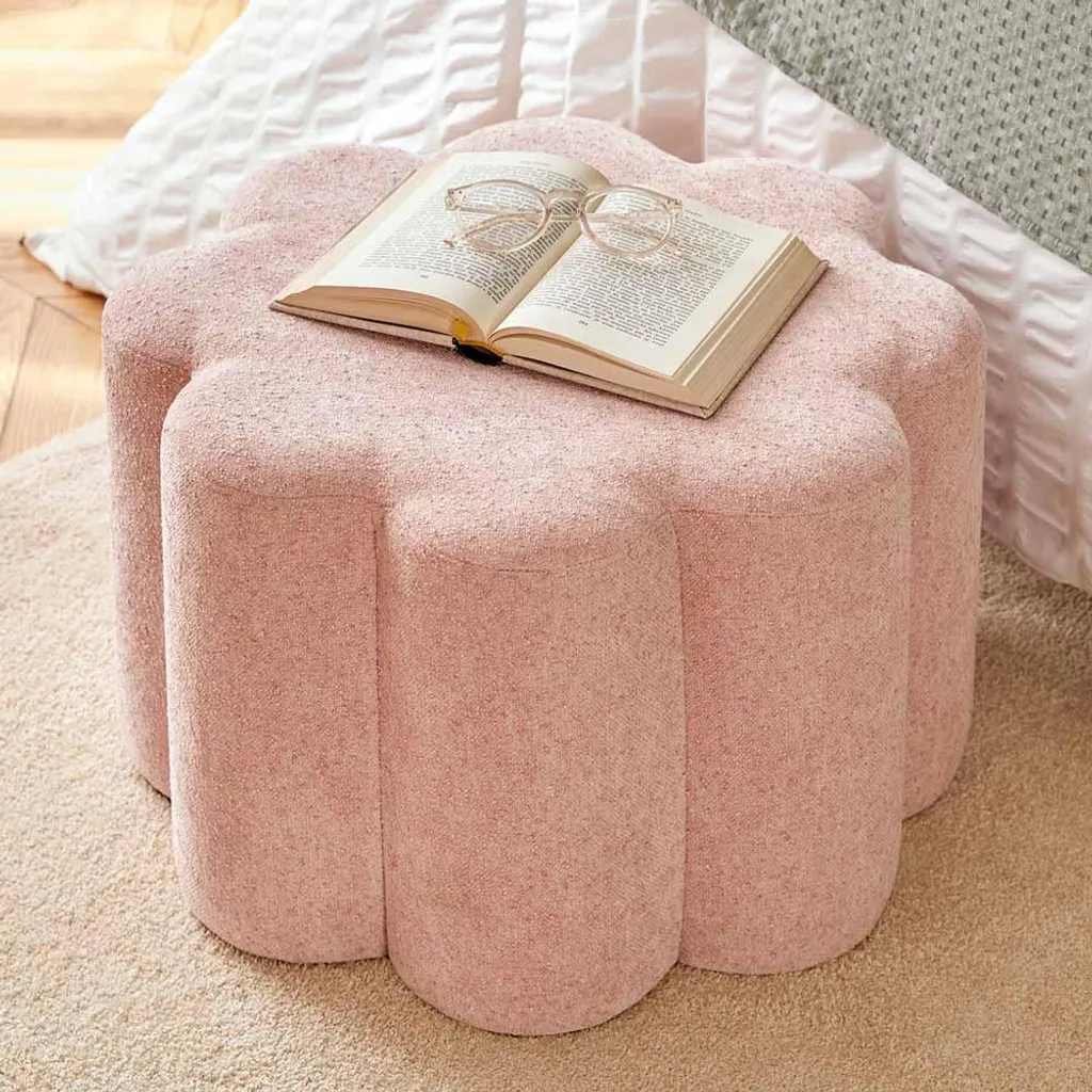 Pouf d'Appoint Salon Rose Vieve - Siège Bas 50 cm pour Chambre Fille