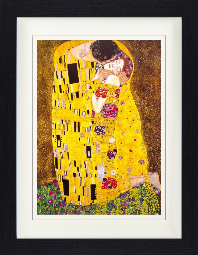 Gustav Klimt Gerahmtes Bild Mit Edlem Passepartout | Wand-Bilder | Im Bilderrahmen - Der Kuss, 1908 (40 x 30 cm)