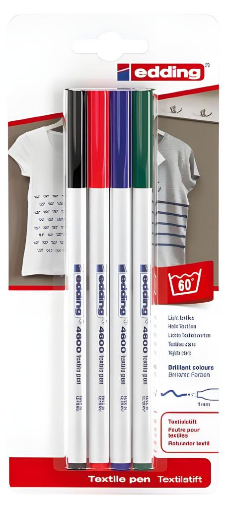edding 4600 Penna tessile basic assortita (blister da 4) Immagine del prodotto 