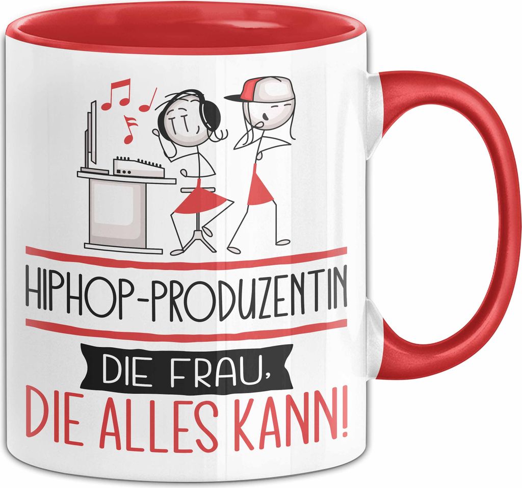 Hiphop-Produzentin Geschenk Tasse Becher Die Frau Die Allen Kann Geschenkidee für eine Hiphop-Produzentin Lustig (Rot)