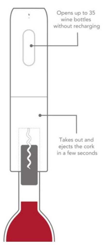 Vacu Vin VV9100, Elektrischer Korkenzieher, Schwarz, Box Produktbild 