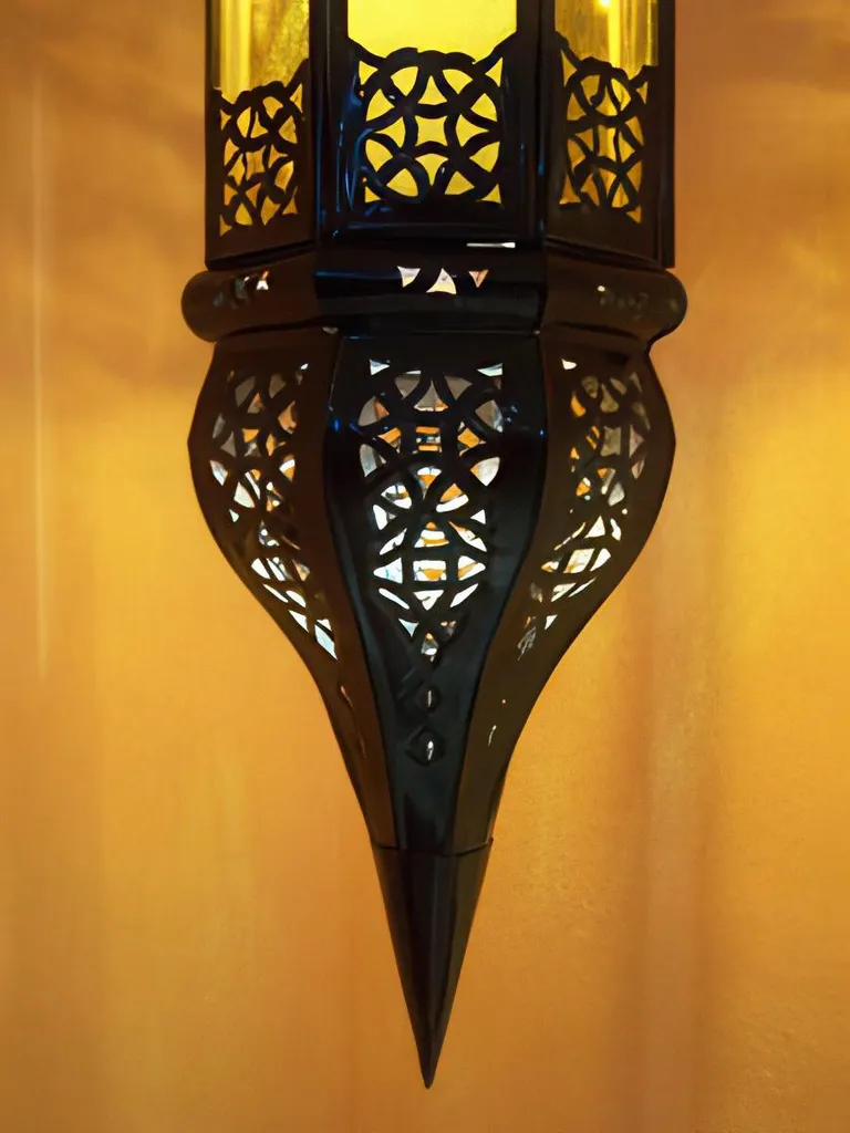 Plafonnier oriental en fer forgé Rihana Orange pour salon et chambre