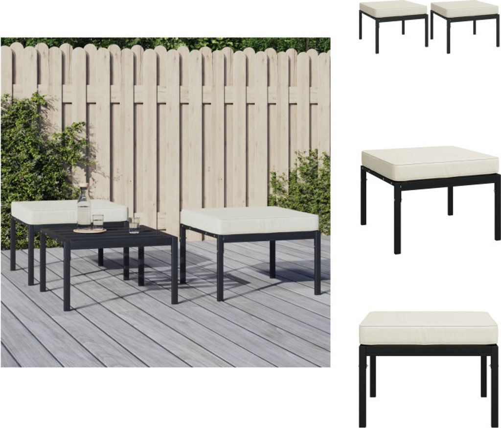 vidaXL Gartenhocker mit Sandfarbigen Kissen 2 Stk. 60x60x35 cm Stahl - Gartensofaelemente