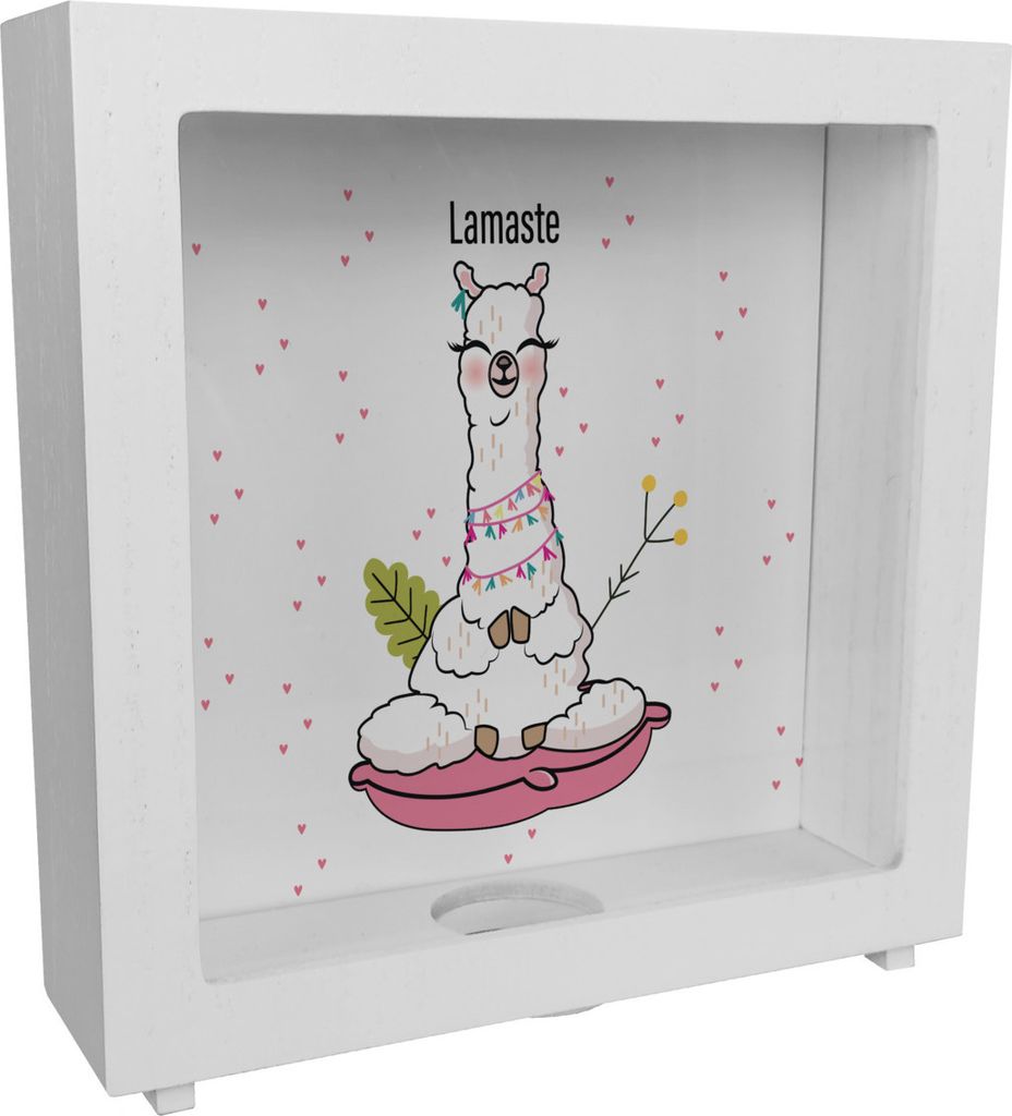 Lamaste - Die geistreiche Rahmen Spardose aus Holz mit Lama Motiv