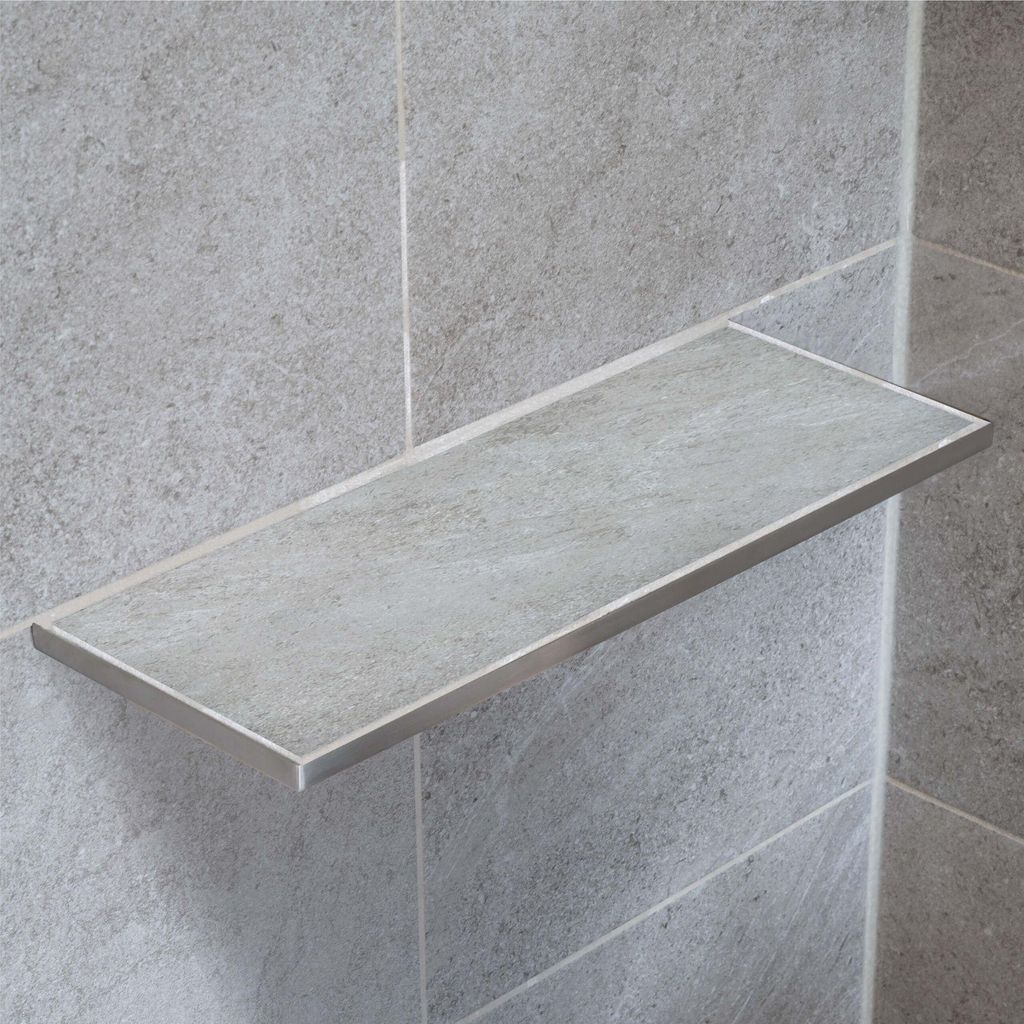 Dalsys Befliesbare Duschablage Ecke 400mm x 150mm Silber Produktbild 