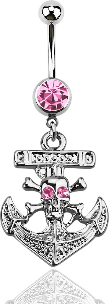 Bauchnabelpiercing Anker Totenkopf Skull Zirkonia Edelstahl Kristall Bananabell