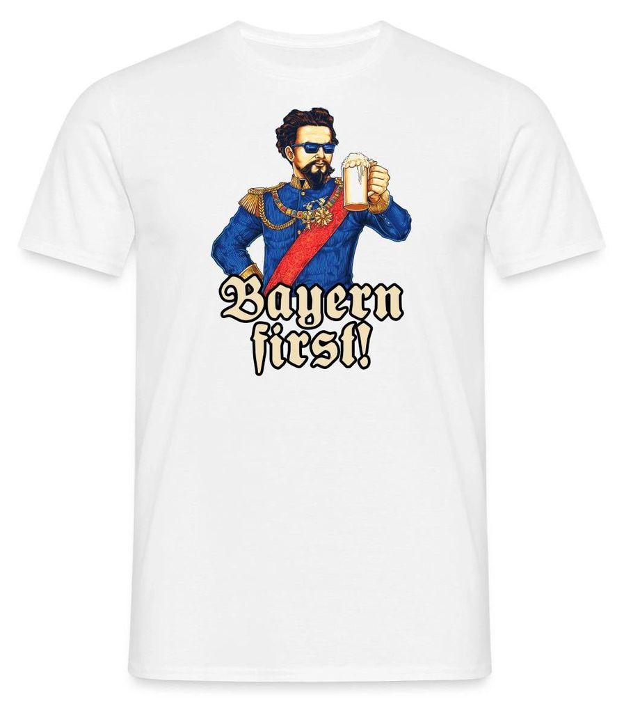 Spreadshirt König Ludwig Mit Bier Bayern First Männer T-Shirt, L, Weiß