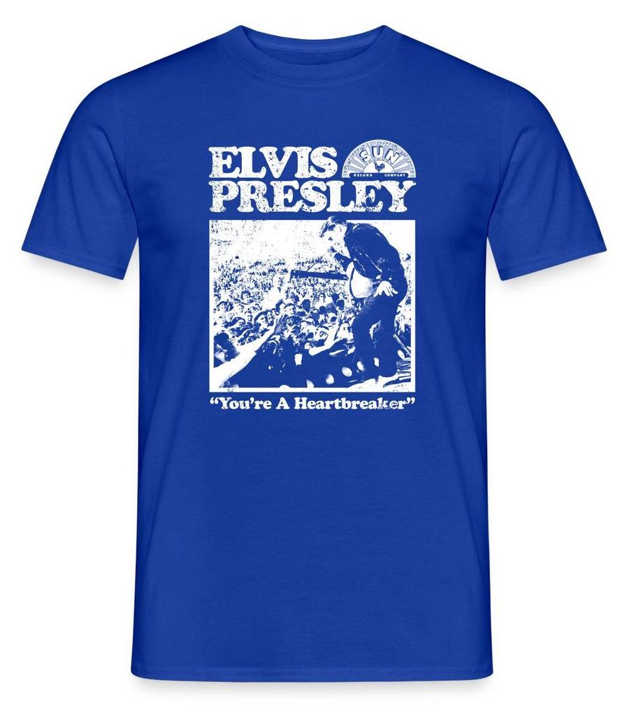 Spreadshirt Elvis Presley You're A Heartbreaker Weiß Männer T-Shirt, M, Dunkelblau