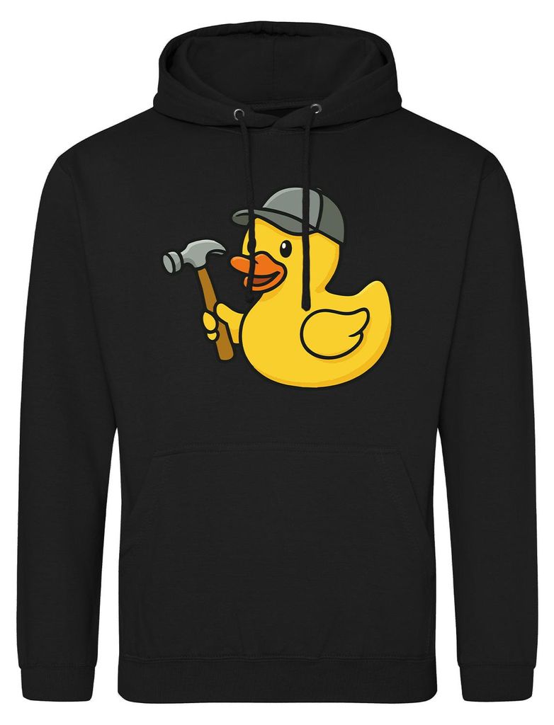 Huuraa Uni Hoodie Quietscheente Handwerk Comic Gummiente XXL Deep Black Vegan Sweatshirt Geschenkidee