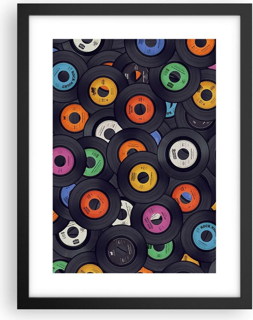 Gerahmtes Poster - Schwarzer Rahmen - Platten Vinyl Grafiken - 30x40 cm - Wand Bild - Wanddeko - Wandbilder - Kunstposter - Wandposter - Bilderrahm...