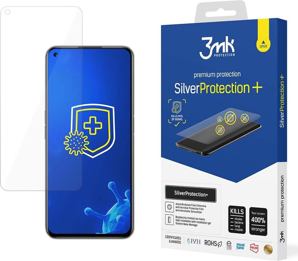 3mk Display Antimikrobielle Schutzfolie SilverProtection+ für Realme Q5 0,21mm Self-Heal