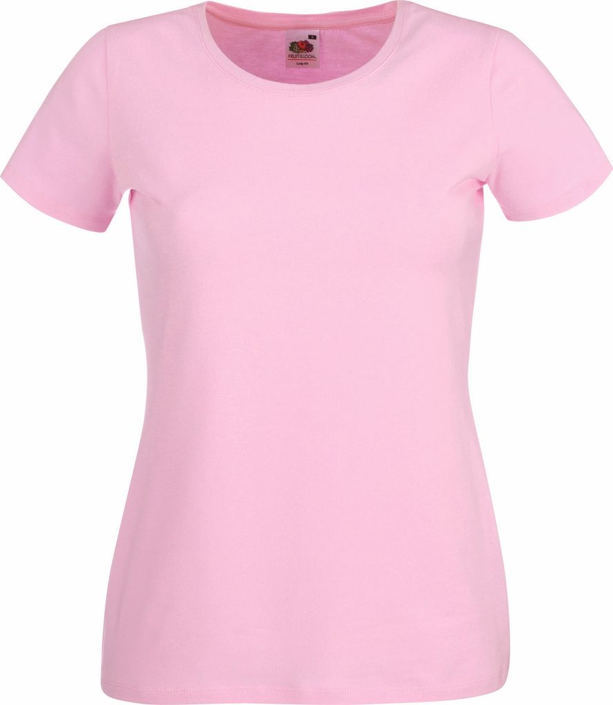 Fruit Of The Loom Lady-Fit Damen T-Shirt, Rundausschnitt BC1356 (XS) (Pink)