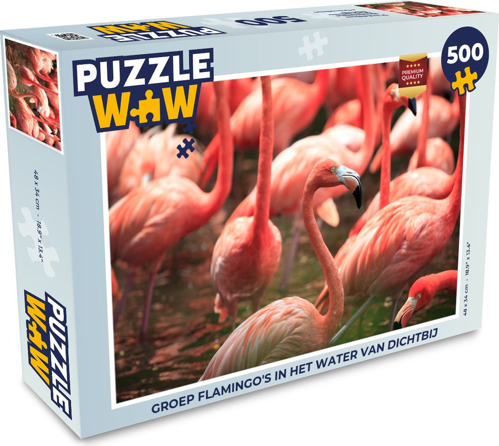 MuchoWow Puzzle 500 Teile Gruppe von Flamingos im Wasser aus der Nähe - 500 Teile - Kinder - Selberbauen - Puzzlespiele