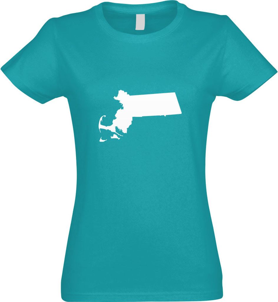 Kiwistar - T-Shirt tailliert - Damen - türkis - USA - Bundesstaat - Massachusetts - mit Motiv Bedruckt - Funshirt Design - Sport - Freizeit - Dame...