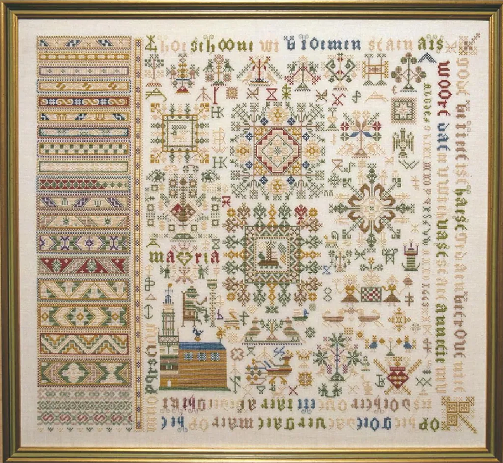 Broderie Permin 39-8406 point de croix sur tissu motifs Antique 61x57 cm