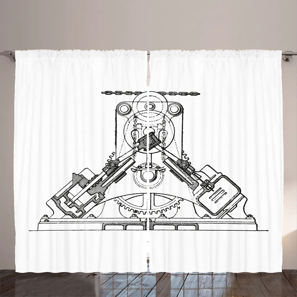 Rideau Occultant Partiel Grande Largeur 280x225 cm Thème Ingénierie