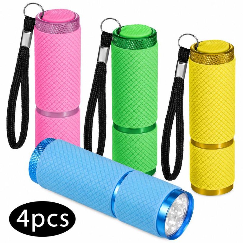 Mini LED Taschenlampe 4er Set, wasserdichte Aluminium Taschenlampe mit Schlüsselband für Camping und Notfälle