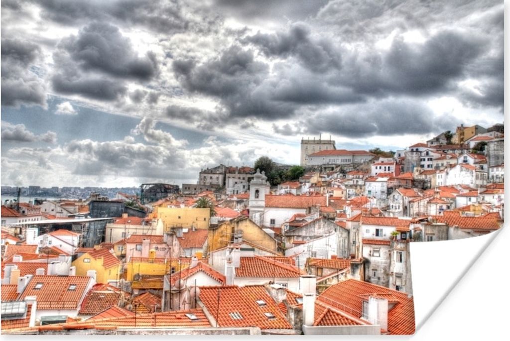 MuchoWow Poster Wolken über der Alfama in Europa 180x120 cm - Fotoplakat