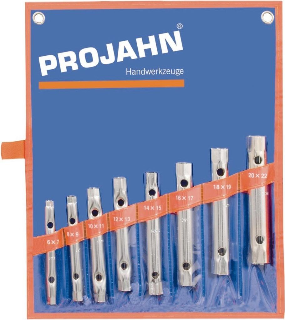 Projahn Rohrsteckschlüssel Satz 10 teilig 6 x 7 - 8 x 9 - 10 x 11 - 12 x 13 - 14 x 15 - 16 x 17 - 18 x 19 - 20 x 22 mm Drehstift 146 mm (Art. 2600...