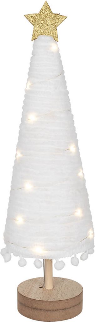 Tannenbäumchen Textil weiß 39 cm Höhe Batterie