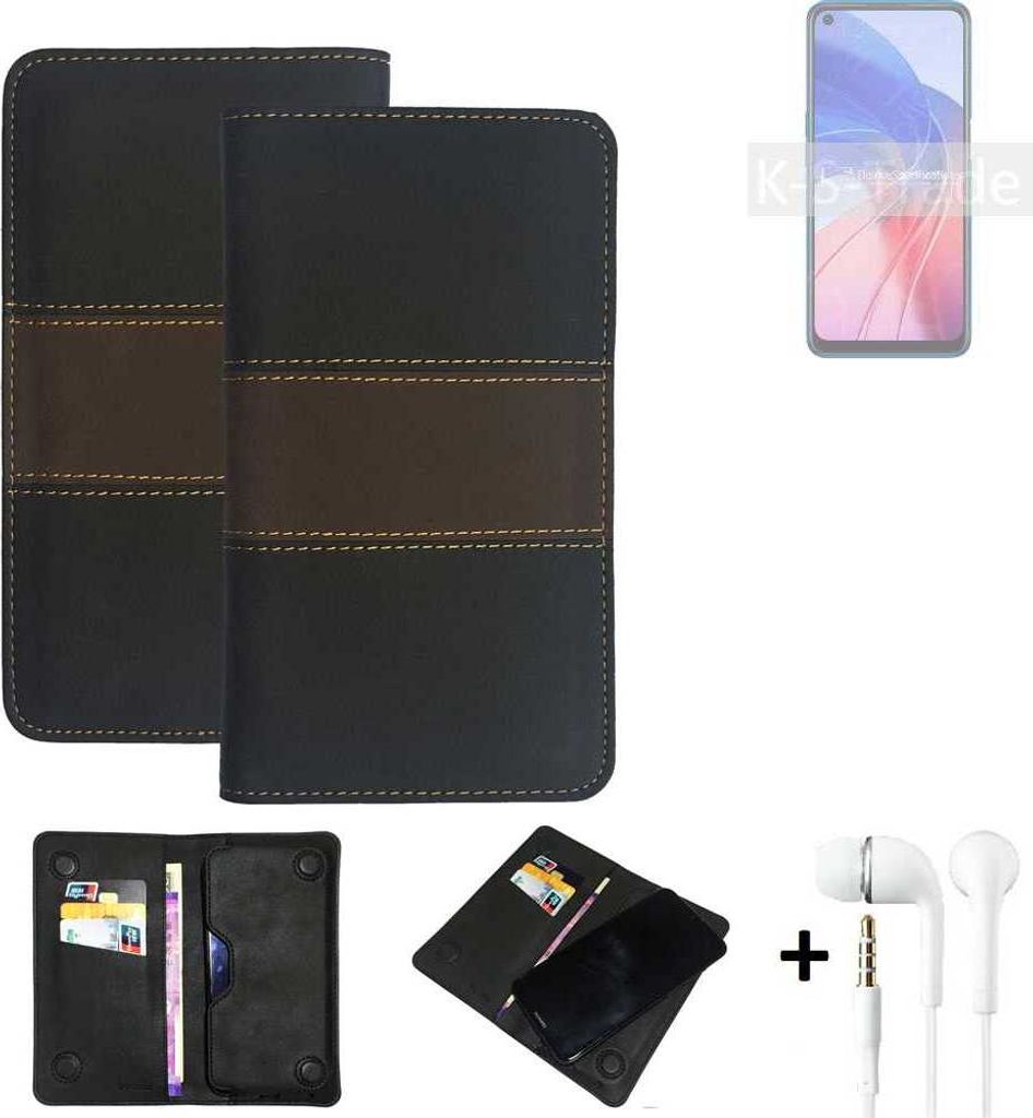 K-S-Trade Handyhülle + Kopfhörer kompatibel mit Oppo A55 4G Schutzhülle Walletcase Bookstyle Tasche Schutz Case Hülle Wallet Cover Kunstleder