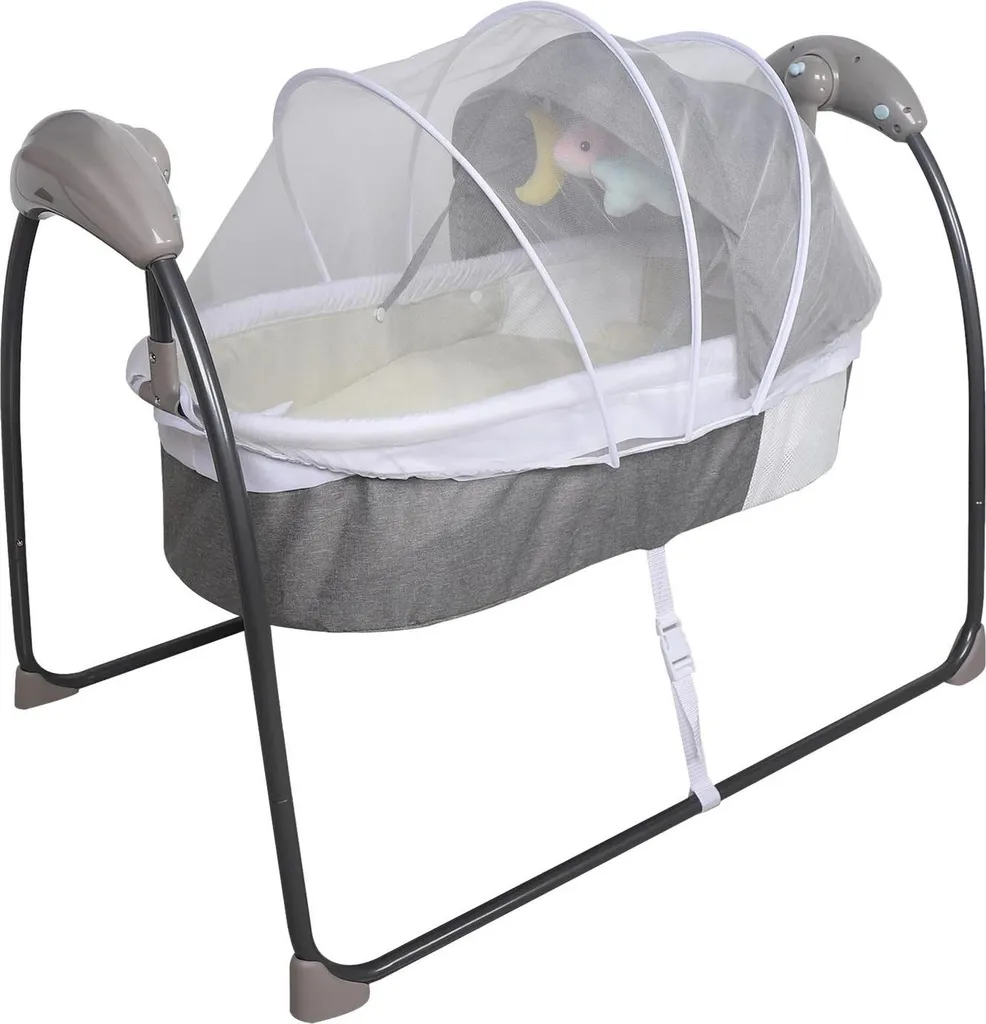 Transat électrique pour bébé gris avec télécommande et minuterie 10kg