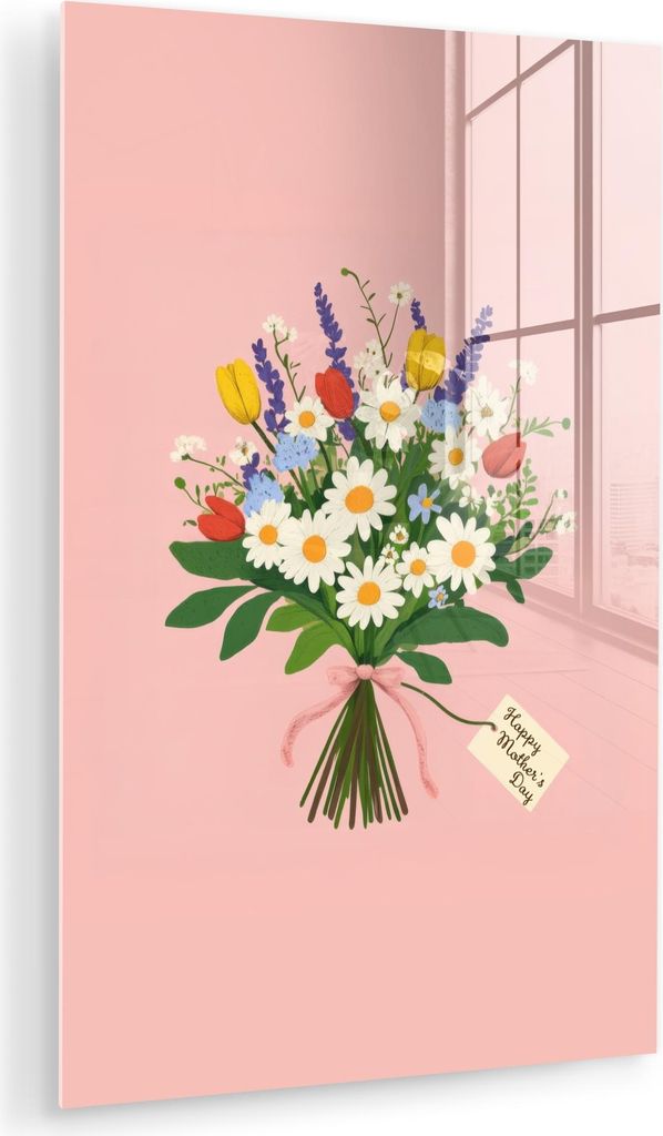 MuchoWow Glasbilder - Bilder auf Wandbild - Foto auf Glas Blumen - Farbband - Karte 40x60 cm Wanddekoration aus Glas - Acrylglasbild - Acrylbilder ...