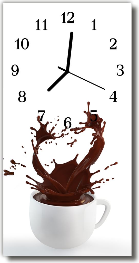 Tulup Glasuhr Wanduhr Küchenuhr Echt-Glas 30x60 Kaffe Mehrfarbig