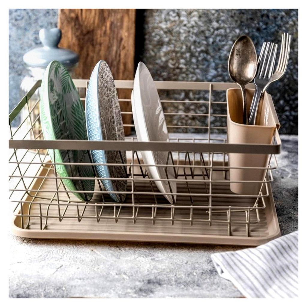 Geschirrtrockner Abtropfgestell Abtropfkorb Geschirrabtropfer Abtropfständer (Beige)