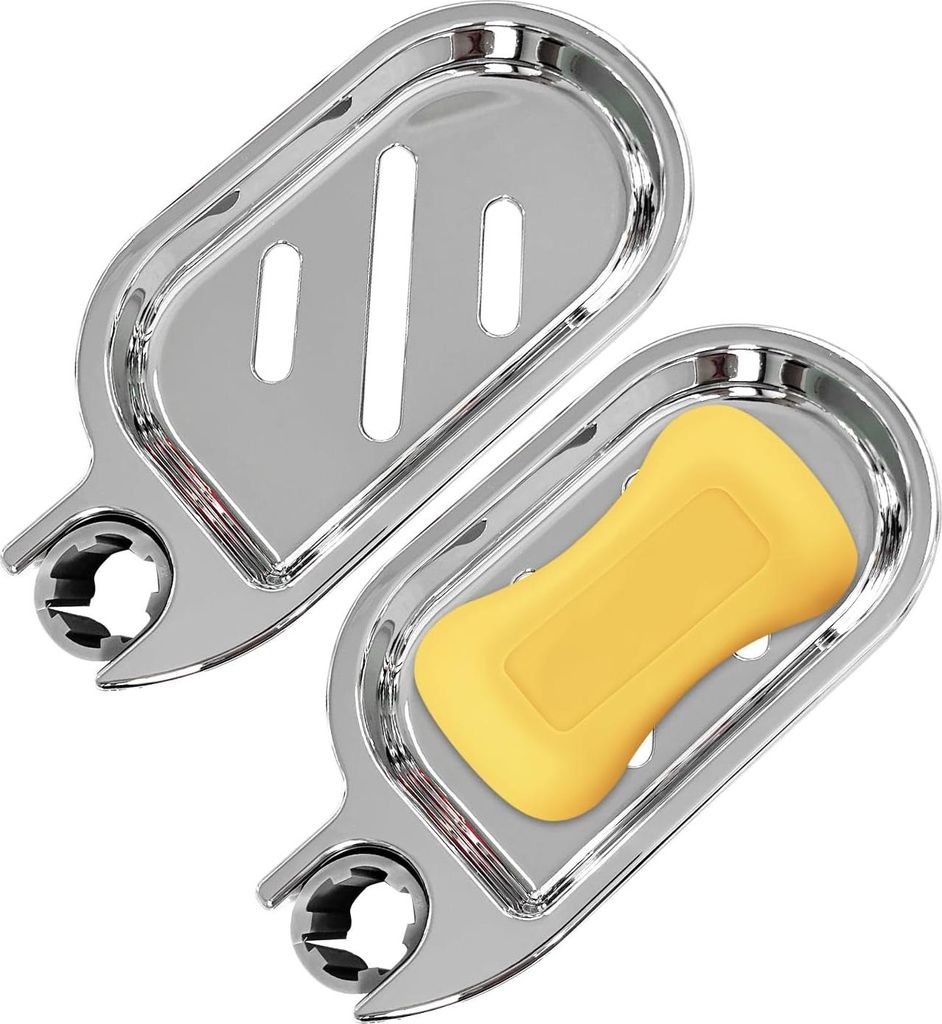 Set mit 2 Seifenschalen mit rutschfesten Silikondeckeln, ABS, Duschform, hohl, für 22-mm-Tuben