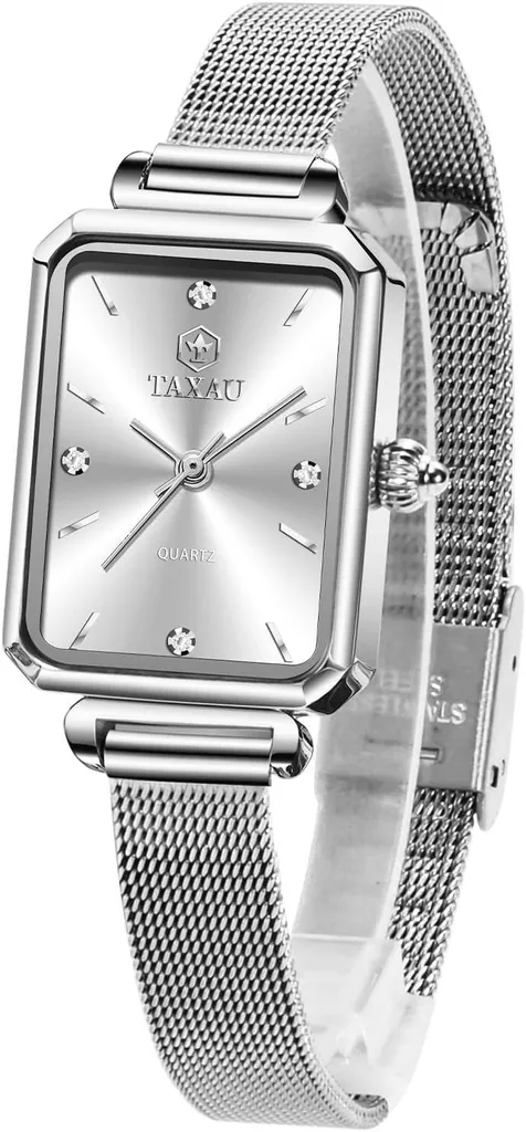 Orologio Elegante Donna Argento Piccolo Acciaio Vintage con Diamanti