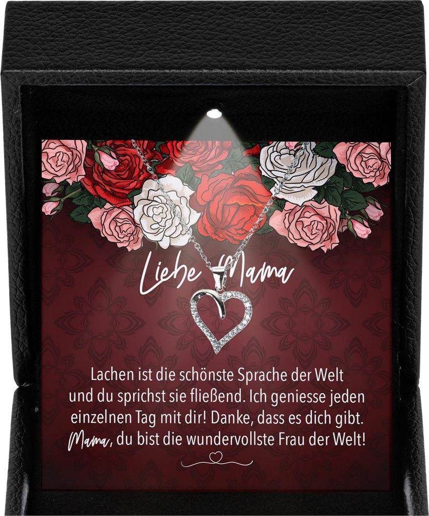 22Feels Mama Geschenk Frauen Schmuck - Silber 925/000 Herz Halskette Damen - Muttertag Geburtstag Weihnachten Idee von Tochter Sohn an Mutter Elter...