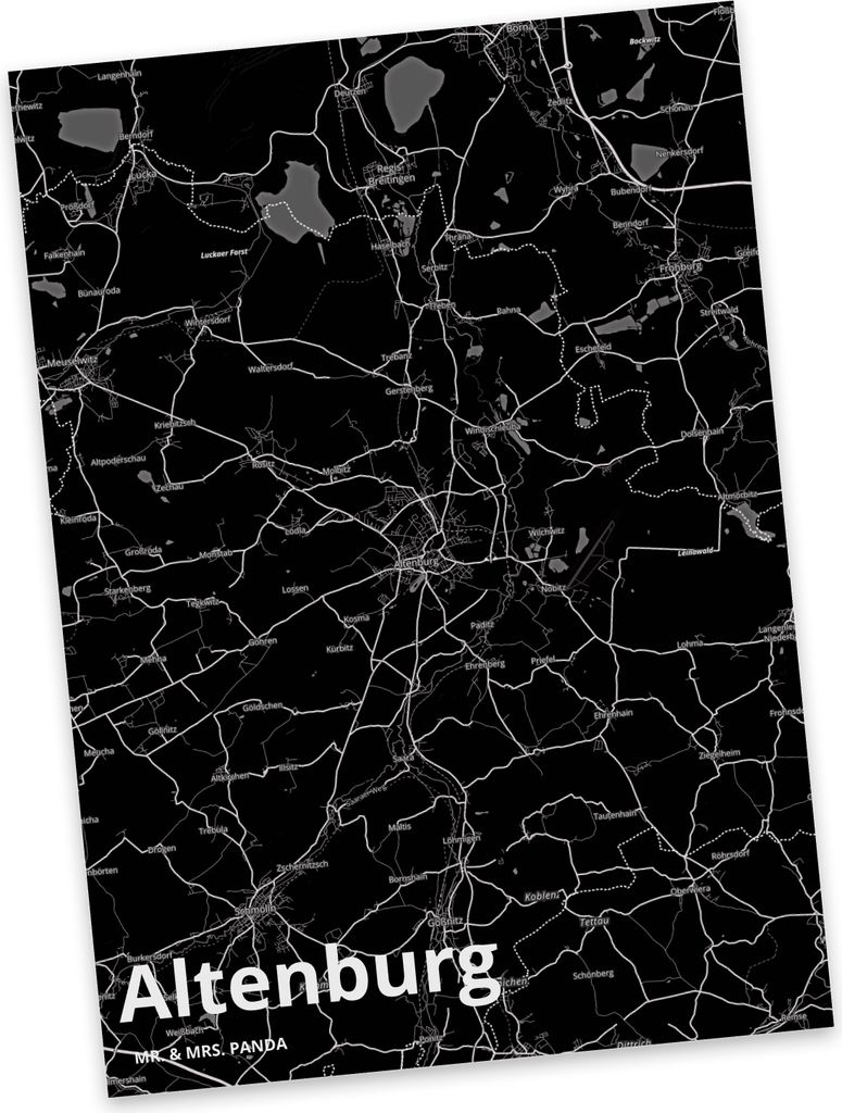 Mr. & Mrs. Panda Postkarte Altenburg - Geschenk, Fotokarte, Stadt Dorf Karte Landkarte Map Stadtplan, Ansichtskarte, Grußkarte, bildkarte, Postkarten