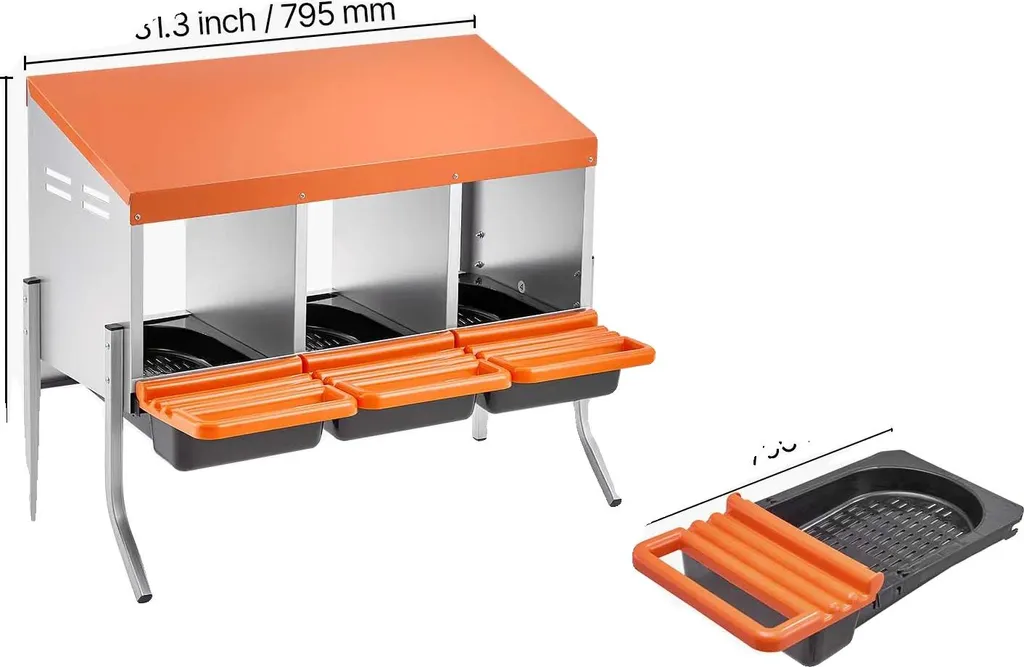 Cesta Nido Galline con Raccoglitore Uova - 3 Posti in Metallo Zincato
