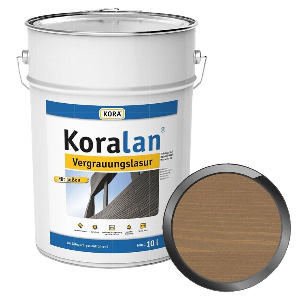 KORA Koralan Vergrauungslasur - 10 Liter (QUARZ) Wetterschutzlasur