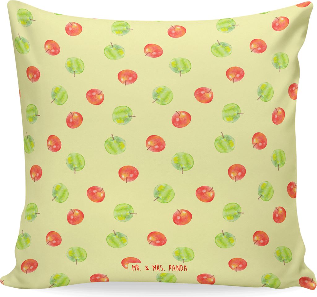 Mr. & Mrs. Panda Kissen 40x40 Apfel Traum - Gelb - Geschenk, Couchkissen, für sofa, Kuschel, Muster, Deko, kuschelkissen