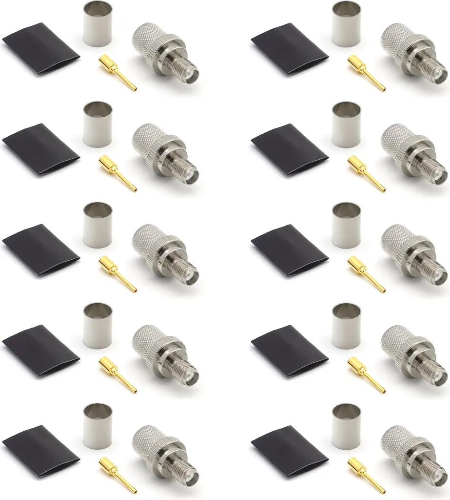 10 Connettori SMA Professionali per Cavo LMR400 RG8 Nichelati