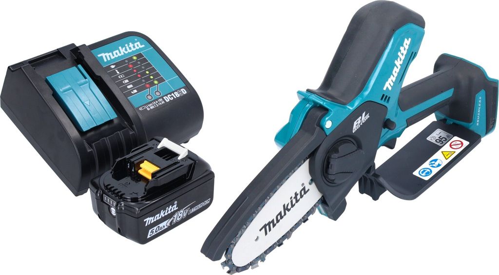 Makita DUC 101 ST01 Akku Astsäge 18 V 10 cm Brushless + 1x Akku 5,0 Ah + Ladegerät