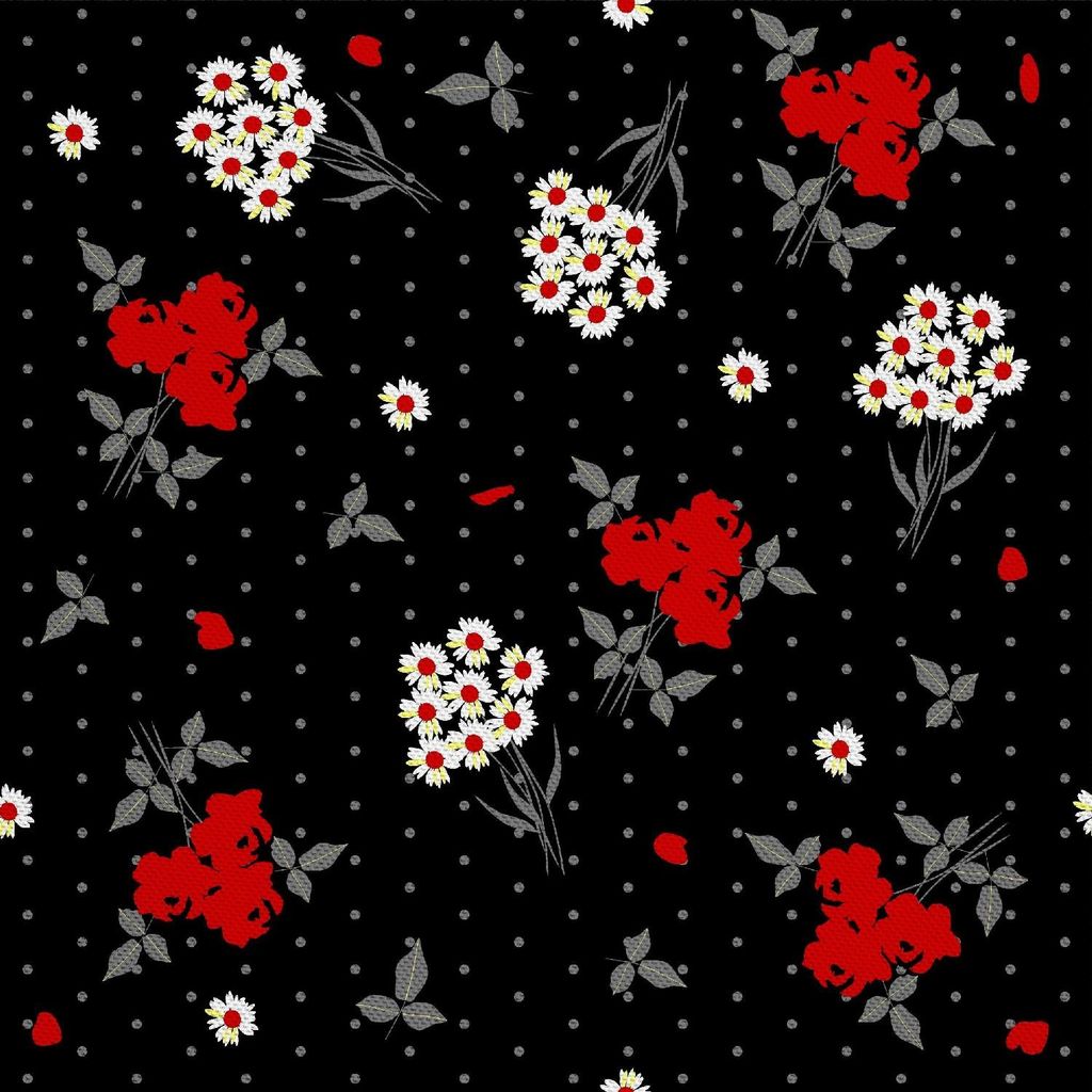 OUTDOOR DEKOSTOFFE OXFORD - Motiv weiße und rote Blumensträuße