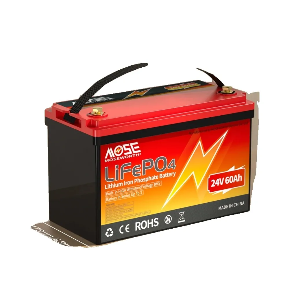 Batterie à décharge lente LiFePO4 24V 60Ah pour stockage solaire durable