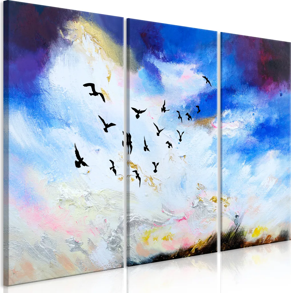 Quadro Trittico Paesaggi Autunno 90x60 - Tessuto Non Tessuto g-A-0199