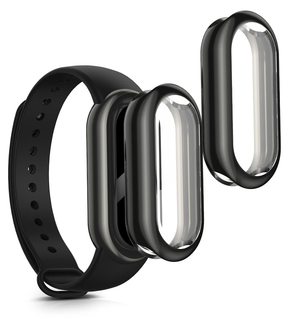 kwmobile 2x Silikon Hülle für Xiaomi Mi Band 8 Schutzhülle - Fullbody Display Cover Set aus Silikon - Schwarz